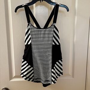 Lululemon Work It Out Tank Top Mint Black Striped Women's Size 4